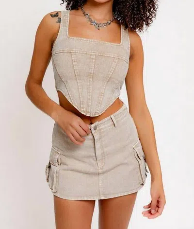 Le Lis Texas Hold Em Croset Top In Beige In Beige