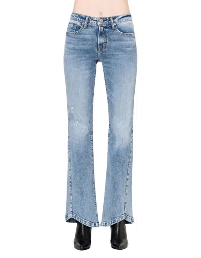 Noend Donna 90's High Rise Flare In Everwood In Blue