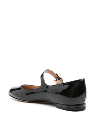 Gianvito Rossi Elegant Calf Leather Ballerina Flats With Chic Strap Detail