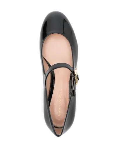 Gianvito Rossi Elegant Calf Leather Ballerina Flats With Chic Strap Detail