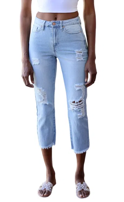 Ymi Angela Straight Jean In Light Wash In Blue