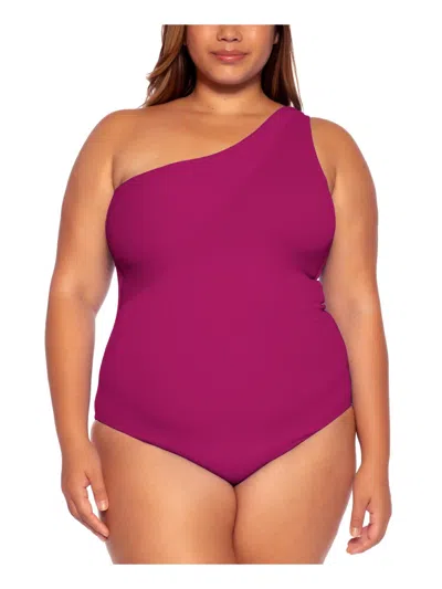 BECCA BY REBECCA VIRTUE PLUS WOMENS ADJUSTABLE ASYMMETRIC ONE-PIECE SWIMSUIT 