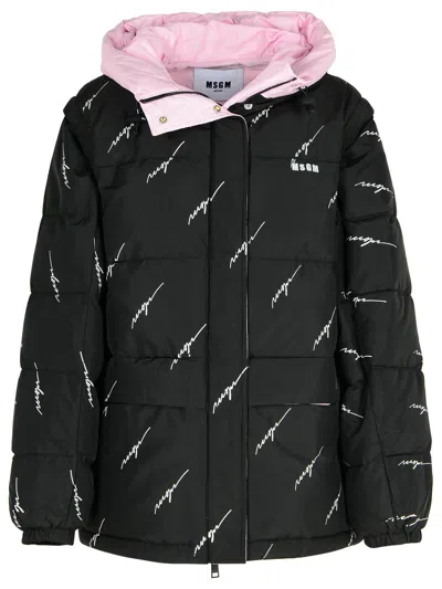 Shop Msgm Black Polyester Down Jacket