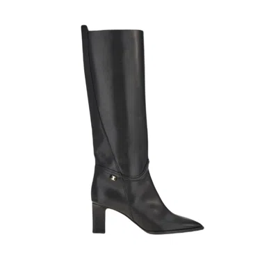 Ferragamo Toren Womens Leather Pull On Knee-high Boots In Black