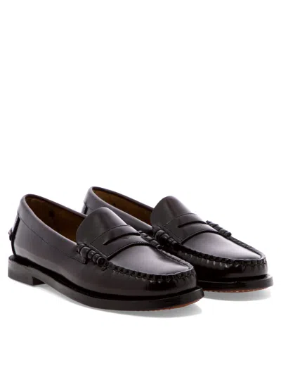 Sebago Black Leather Loafers In Nero Nero