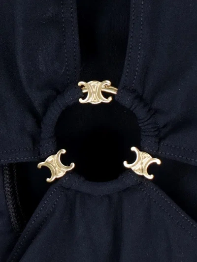 Celine Cut-out One Piece Swimsuit With Golden Effect Details In Black