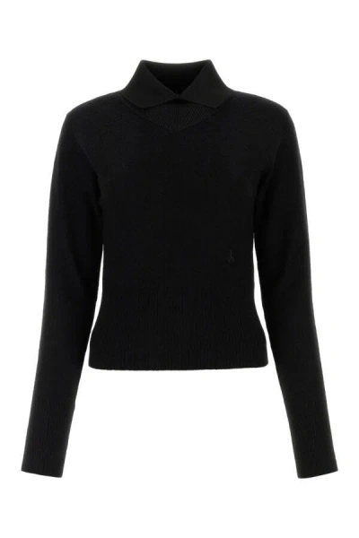 Jil Sander Woman Black Wool Blend Sweater In Black