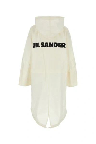 Jil Sander Cotton Hooded Raincoat In Neutral
