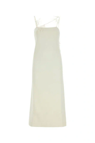 Jil Sander Ivory Viscose Blend Dress In White