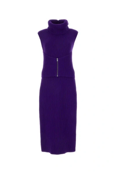 Jil Sander Chic Wool Blend Sweater Dress In Purple
