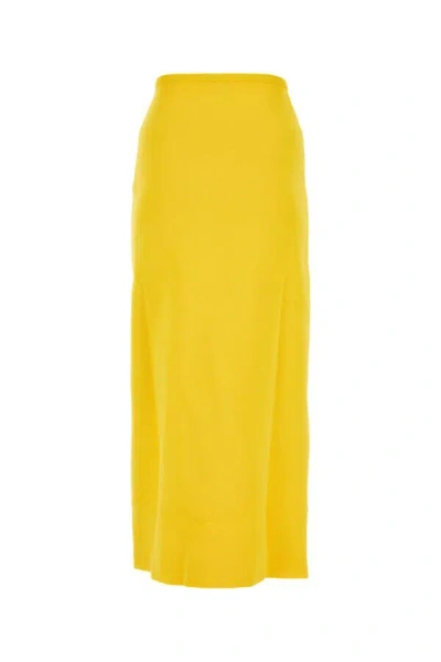Jil Sander Yellow Straight Midi Skirt In Yellow