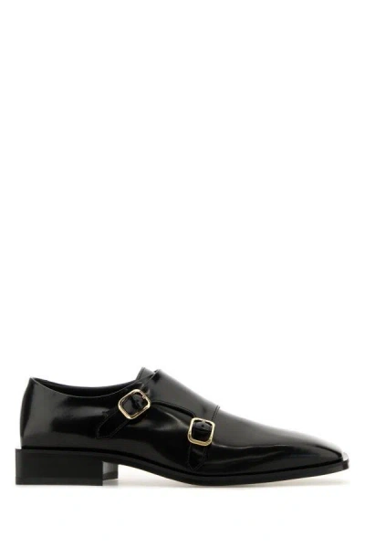 Ferragamo Double Monkstrap Leather Loafers In Black