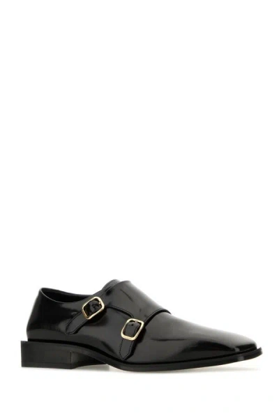 Ferragamo Double Monkstrap Leather Loafers In Black