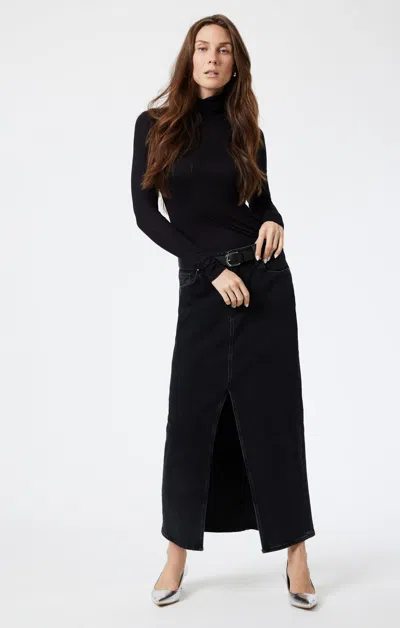 Mavi Milena Denim Skirt In Dark Smoke Denim In Black