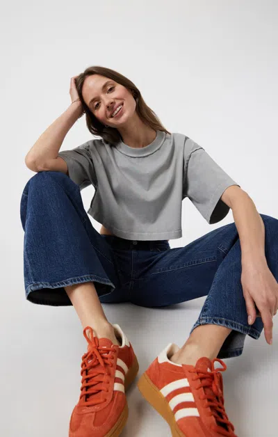 Mavi Drop Shoulder Cropped T-shirt In Monument In Grey