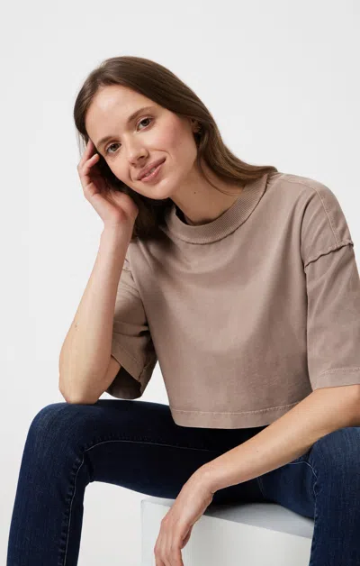 Mavi Drop Shoulder Cropped T-shirt In Moon Rock In Brown