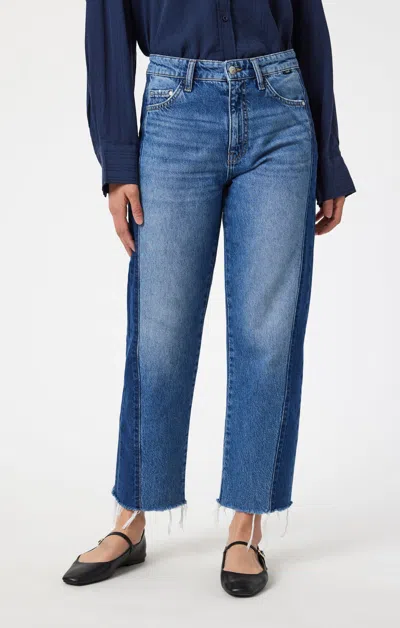 Mavi Savannah Mid Brushed Straight Leg Jean In Blue In Medium Blue