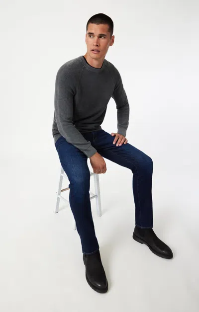 Mavi Marcus Slim Straight Leg In Rinse Brushed Feather Blue In Dark Blue