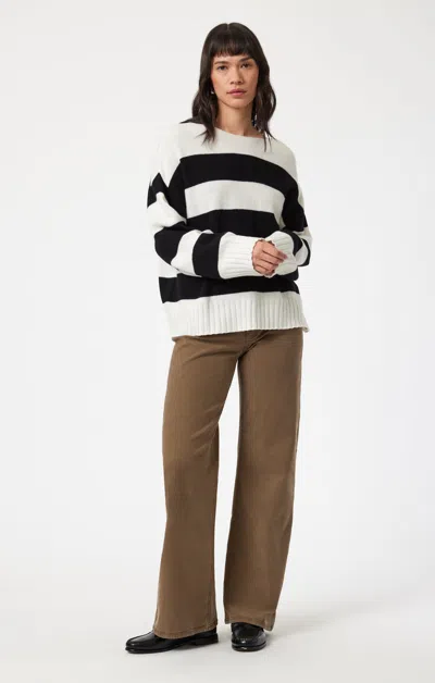 Mavi Boat Neck Sweater In Black Stripe In Black