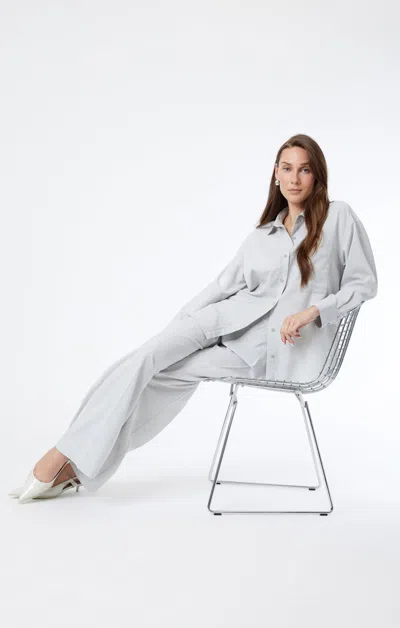 Mavi Pleated Wide Leg Pants In Pin Stripe In Grey