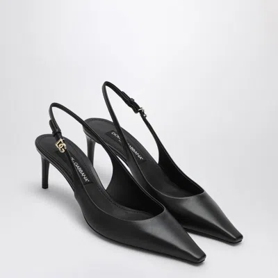 Dolce & Gabbana Tortoiseshell-print Patent Leather Slingbacks In Black