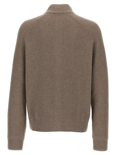 Giorgio Armani Ribbed Texture High Neck Cardigan With Front Pockets