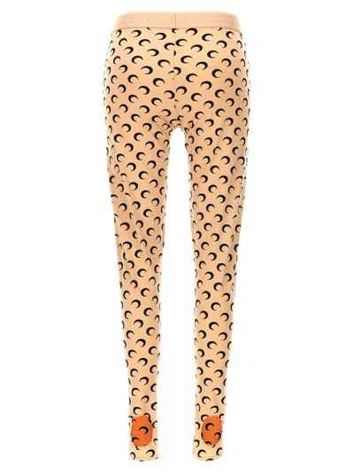 Marine Serre Beige Recycled Moon Jersey Stirrup Leggings