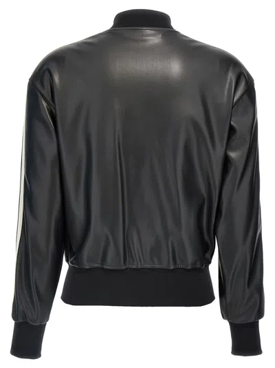 Shop Palm Angels 'leather Effect Track Bomber' Sweatshirt