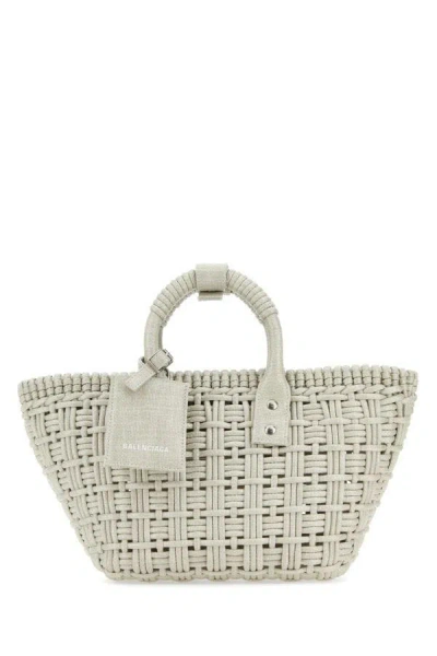 Balenciaga Sand Raffia Bistro Xs Handbag In Brown