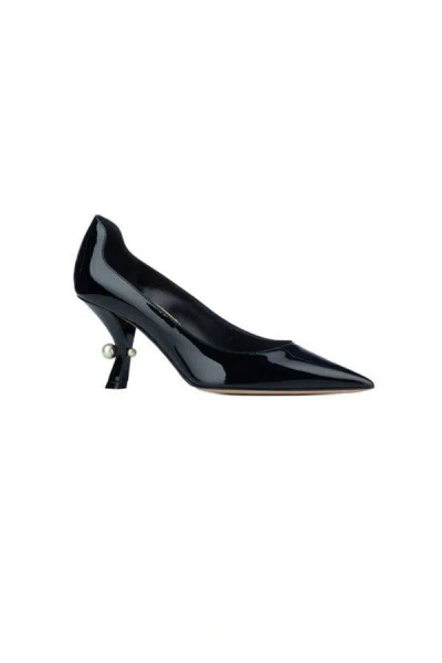 Dior Glossy Pointed Toe Pumps With Unique Heel In Black