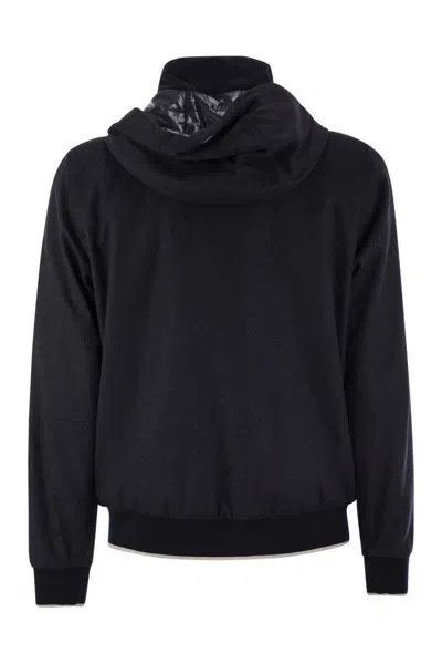 Herno Cashmere And Silk Resort Bomber Jacket In Blue