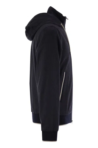 Herno Cashmere And Silk Resort Bomber Jacket In Blue