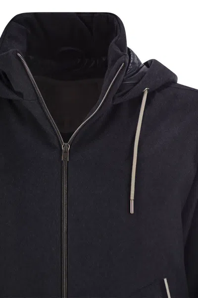 Herno Cashmere And Silk Resort Bomber Jacket In Blue