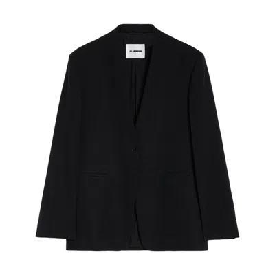 Jil Sander Single-breasted Long-sleeved Blazer In Black