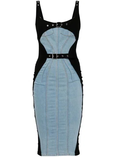 Shop Mugler Dresses In Tokyo Blue/black