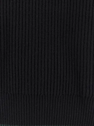 Gucci Black Crewneck Sweater With Web Detail In Ribbed Wool Blend Man In Black