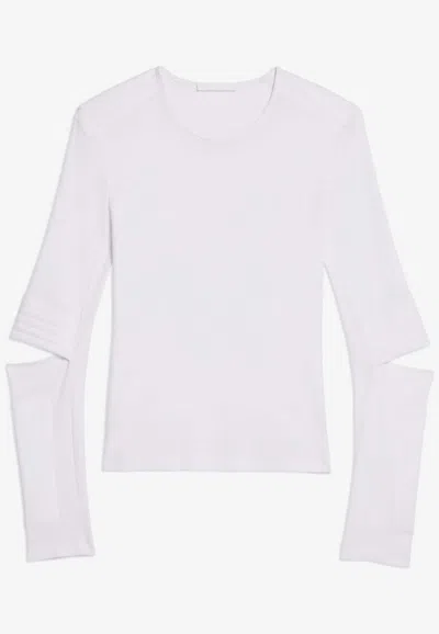 Helmut Lang Astro Crew Silky Long Sleeve T-shirt In White
