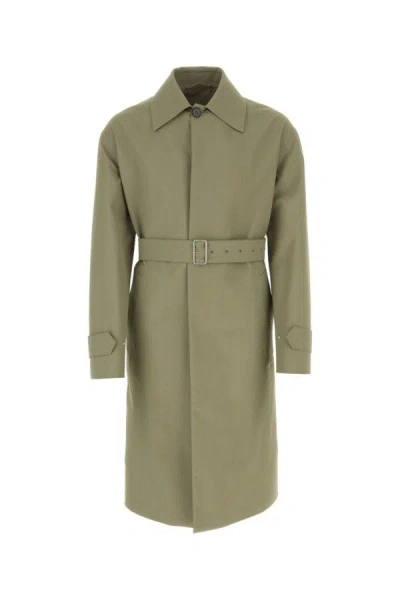 Jil Sander Army Green Cotton Trench Coat In Green