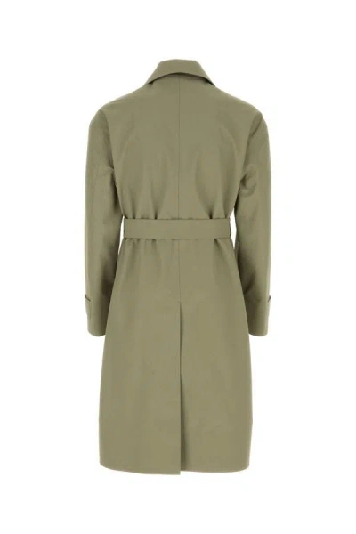 Jil Sander Army Green Cotton Trench Coat In Green