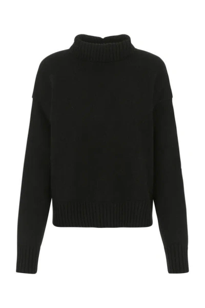 Jil Sander Black Cashmere Blend Oversize Sweater In Black