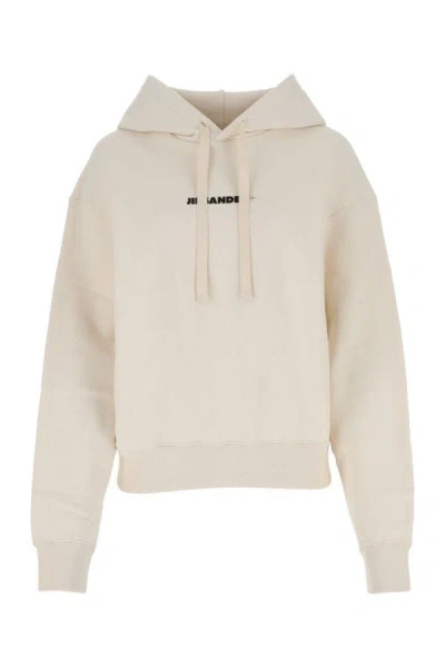 Jil Sander Cotton Hooded Sweatshirt In Neutral