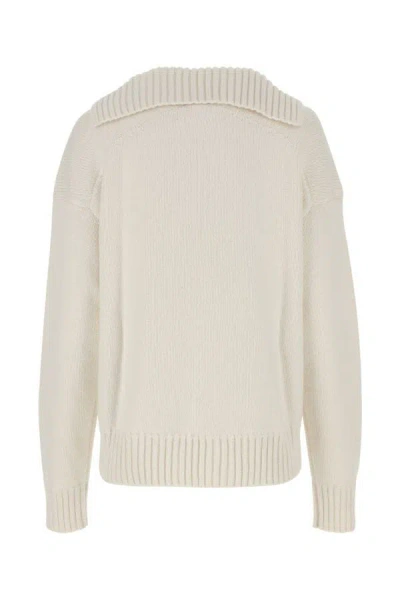 Jil Sander Ivory Cashmere Blend Oversize Sweater In Neutral