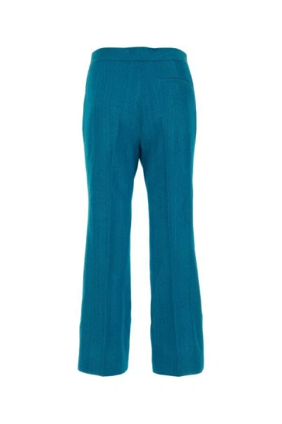 Jil Sander Petrol Blue Viscose Blend Pant In Blue