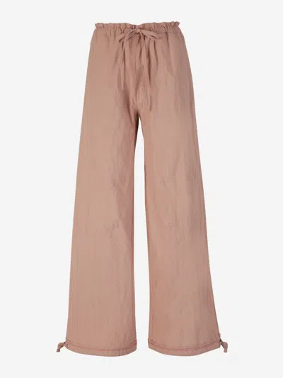 Shop Acne Studios Wide Cotton Pants In Old Pink