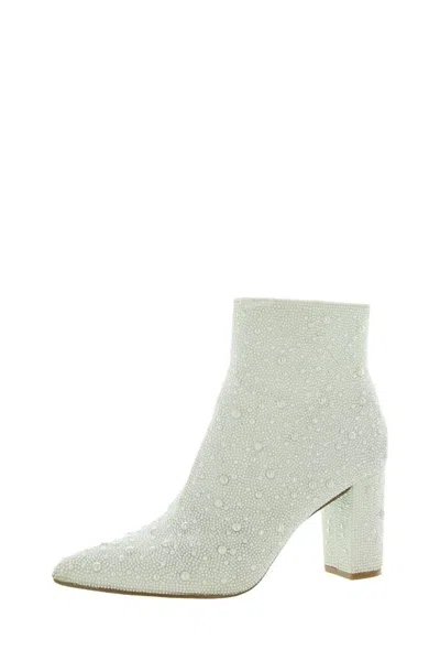 Betsey Johnson Cady Pearl Ankle Boot In Pearl White In White