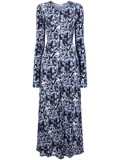 Proenza Schouler White Label Atlas Printed Jersey Maxi Dress In Blue