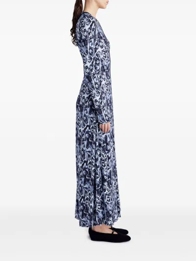 Proenza Schouler White Label Atlas Printed Jersey Maxi Dress In Blue