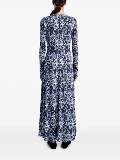 Proenza Schouler White Label Atlas Printed Jersey Maxi Dress In Blue