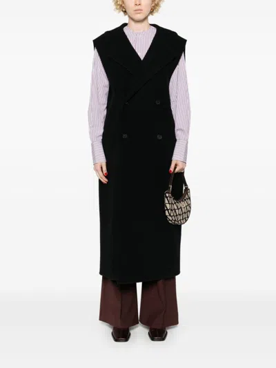 Fabiana Filippi Double-breasted Virgin Wool Gilet In Black