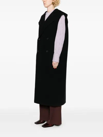 Fabiana Filippi Double-breasted Virgin Wool Gilet In Black